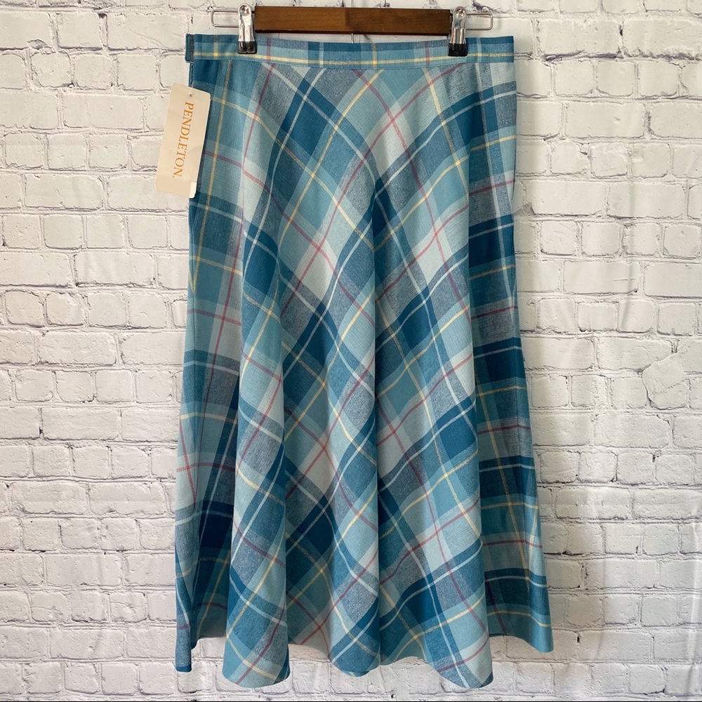 Vintage Pendleton virgin wool plaid midi skirt